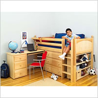 Berg Furniture Sierra Captain's Low Loft Bed with Pull-Out Desk ...