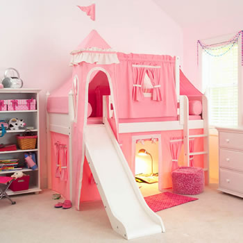 Maxtrix Kids Princess Castle Loft Bed, Princess Tent For Bunk Bed