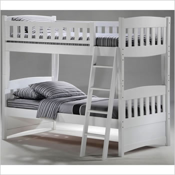 Night and Day Cinnamon Twin over Twin Bunk Bed in White