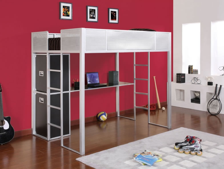 Full Size Metal Loft Bed, Powell Bunk Beds With Desk
